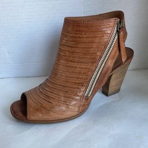 Paul Green Camel Tan Cayenne Leather Peep Toe Heel Bootie